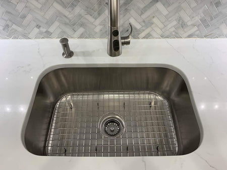 Kitchen Sink Protector, Stainless Steel Grid Design: 23”W X 14-3/8”L Extra Large Sink Rack - Handy In-Sink Dish Drying Rack - Fits Farmhouse Sink, Large and Extra-Large Sinks