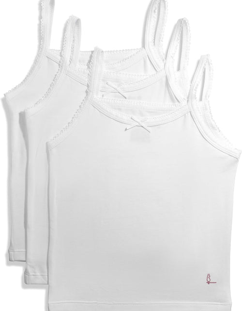 Load image into Gallery viewer, Girls Solid White Snug Fit Tagless Cami Vest - 100% Cotton Super Soft Undershirts (3/Pack)
