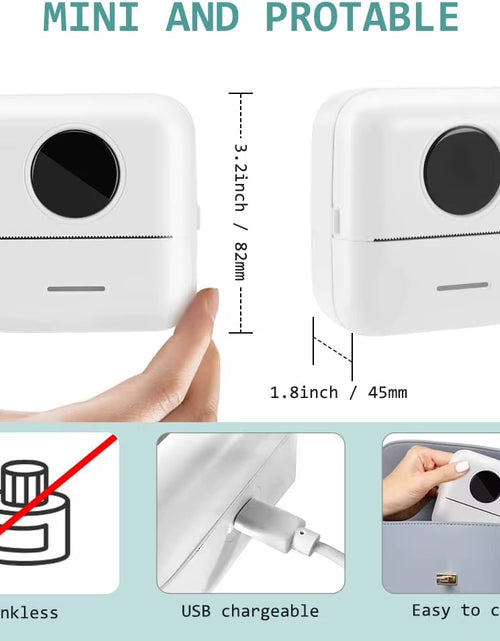 Load image into Gallery viewer, Pocket Printer Wireless BT Thermal Printers with 1 Rolls Printing Paper and 1200Mah Battery, Portable Inkless Printer
