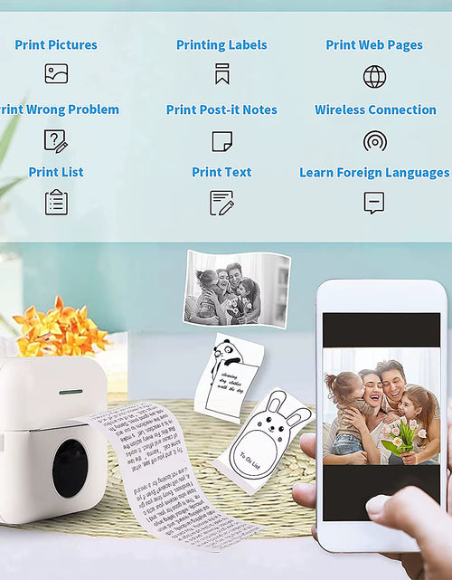 Load image into Gallery viewer, Pocket Printer Wireless BT Thermal Printers with 1 Rolls Printing Paper and 1200Mah Battery, Portable Inkless Printer

