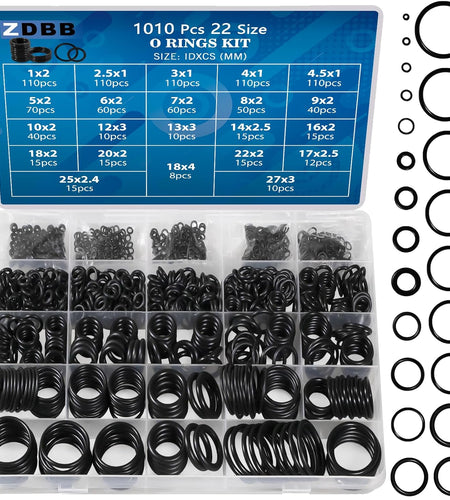 770 Pcs Rubber O Rings Kit, 18 Size Metric NBR Washer Gasket Sealing Assortment Kit, for Plumbing Faucet, Automotive, Air or Gas Connections, General Repair with Storage Box. Black