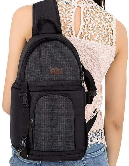 Load image into Gallery viewer, Camera Sling Bag, Dslr/Slr/Mirrorless Camera Case Shockproof Photography Camera Backpack with Tripod Holder &amp; Removable Modular Inserts Compatible with Canon/Nikon/Sony/Fuji, Black
