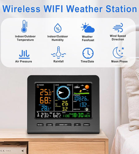 SmartWeather Pro™ – WiFi Wireless Indoor & Outdoor Weather Station with Rain, Wind & Temp Monitoring