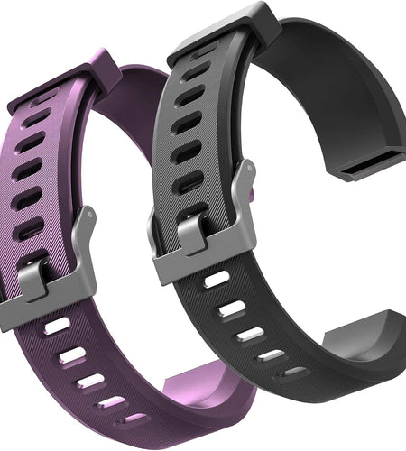 Id115Plus Hr Very Fit Pro Bands Replacement Strap for Veryfitpro Id115Plus HR Letscom Fitness Tracker Bands, Lintelek Fitness Tracker Bands, Letsfit Replacement Bands Purple and Black