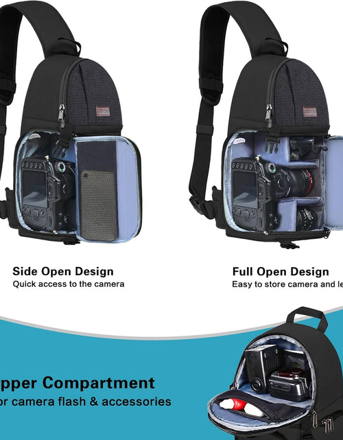 Load image into Gallery viewer, Camera Sling Bag, Dslr/Slr/Mirrorless Camera Case Shockproof Photography Camera Backpack with Tripod Holder &amp; Removable Modular Inserts Compatible with Canon/Nikon/Sony/Fuji, Black
